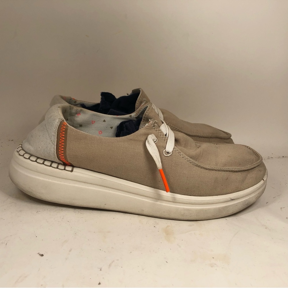 Hey Dude Wendy Rise Canvas Womens Shoes Slip On Neutral Beige Sz 9